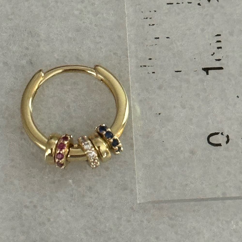 New Stock! Gold Round Crystal Charm Hoop Earrings Brand New - Picture 4 of 6